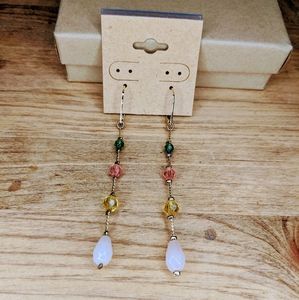 Multicolor beaded dangling earrings